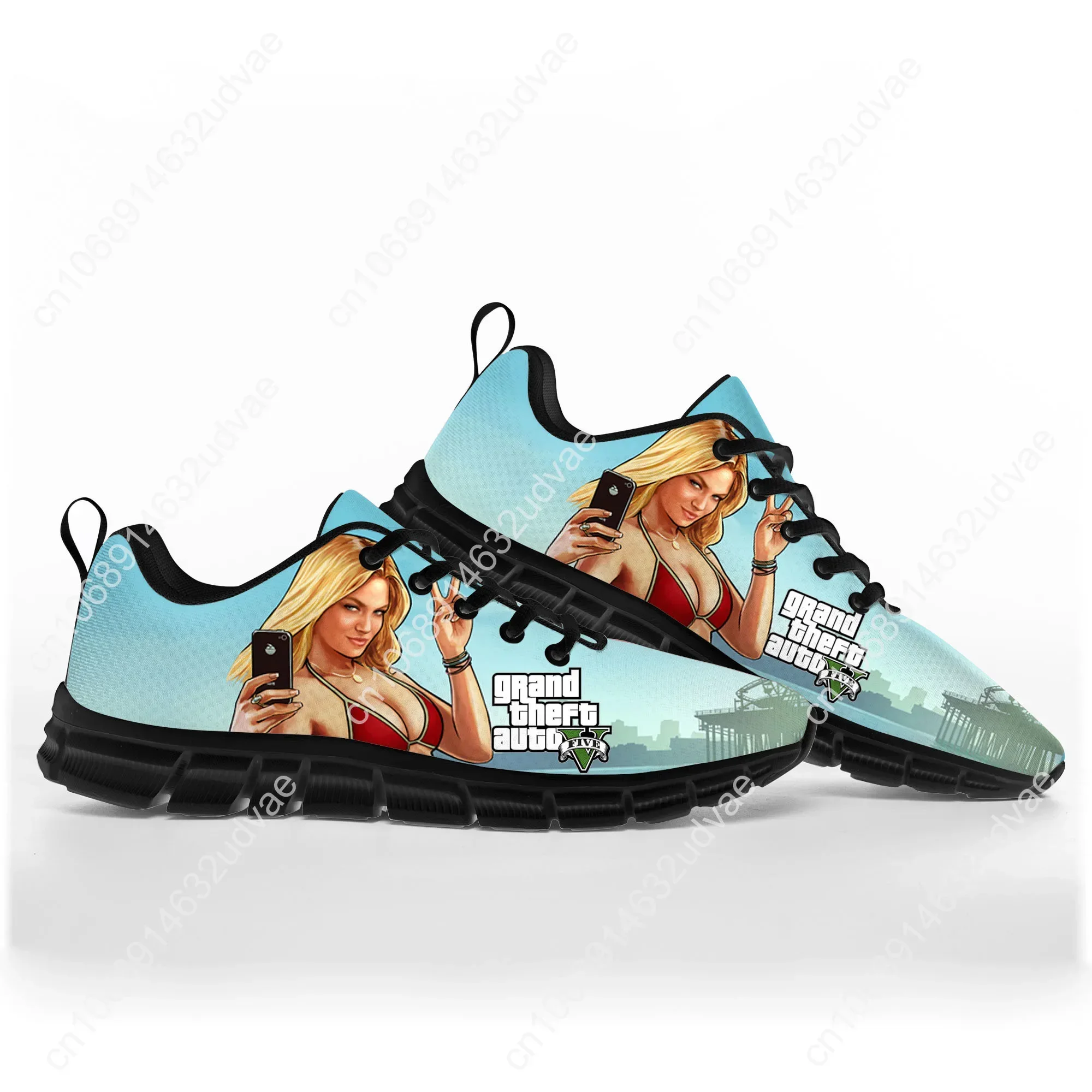 Anime Cartoon Grand Theft Auto GTA V 5 Sports Shoes Mens Womens Teenager Kid Children Sneakers Casual Custom Quality Couple Shoe