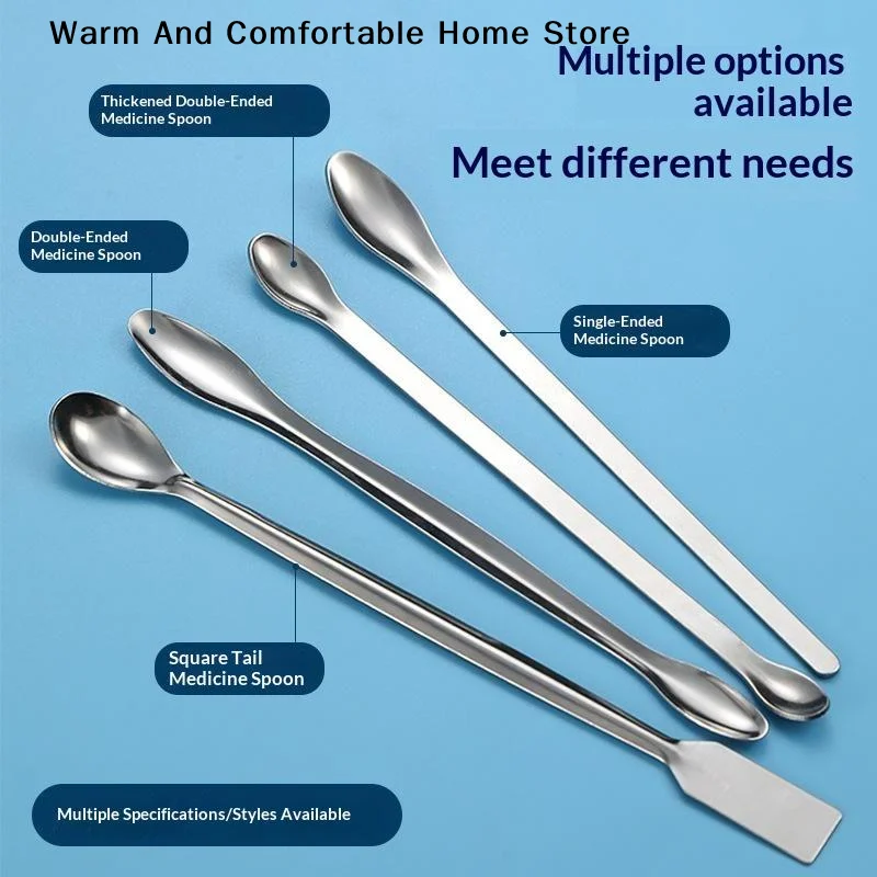 【W】Stainless Steel Medicinal Spoon Ladle Double-ended Experiment Pharmacy Lab Use Reagents Sample Spatula Weighing Spoon