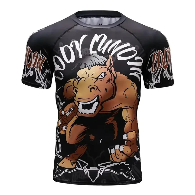 Cody Training Men's Rash Guard Compression Long Sleeve Jiu Jitsu MMA No-Gi Tight BJJ Grappling Base Layer Gym Fitness Shirts