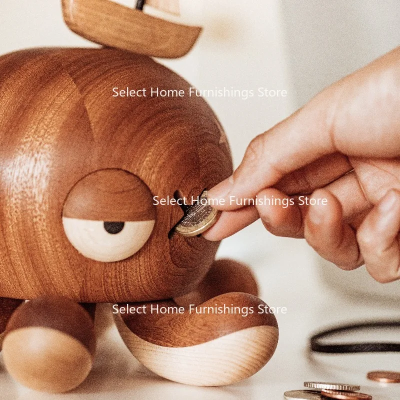 

Suitable for Handicrafts, Original Kamishiro Octopus Captain Piggy Bank Decoration Design, Solid Wood Decoration Gift