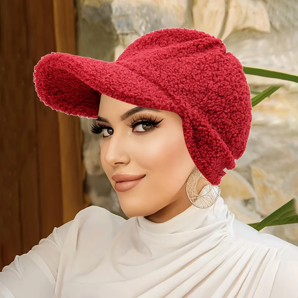 2025 جديد لامب الكشمير قبعة بيسبول دافئة الشتاء Sunhat بلون النساء المراهقين تيدي المخملية Snapback قبعات الهيب هوب قبعة صيد #3