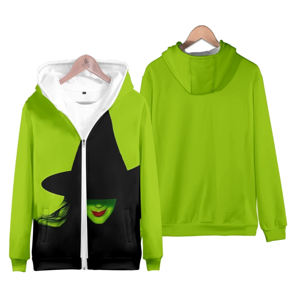 WICKED The Musical 3D Print Zip Up mujeres/hombres Sudadera con capucha Hip Hop Elphaba Cosplay niños/niñas niños chaqueta con capucha con cremallera