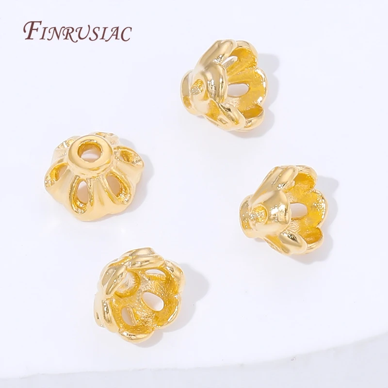 5/10Pcs 18K Gold Plated Flower Spacer Beads,Brass Bead Caps For DIY Bracelet Necklace Jewelry Beading Components image 4