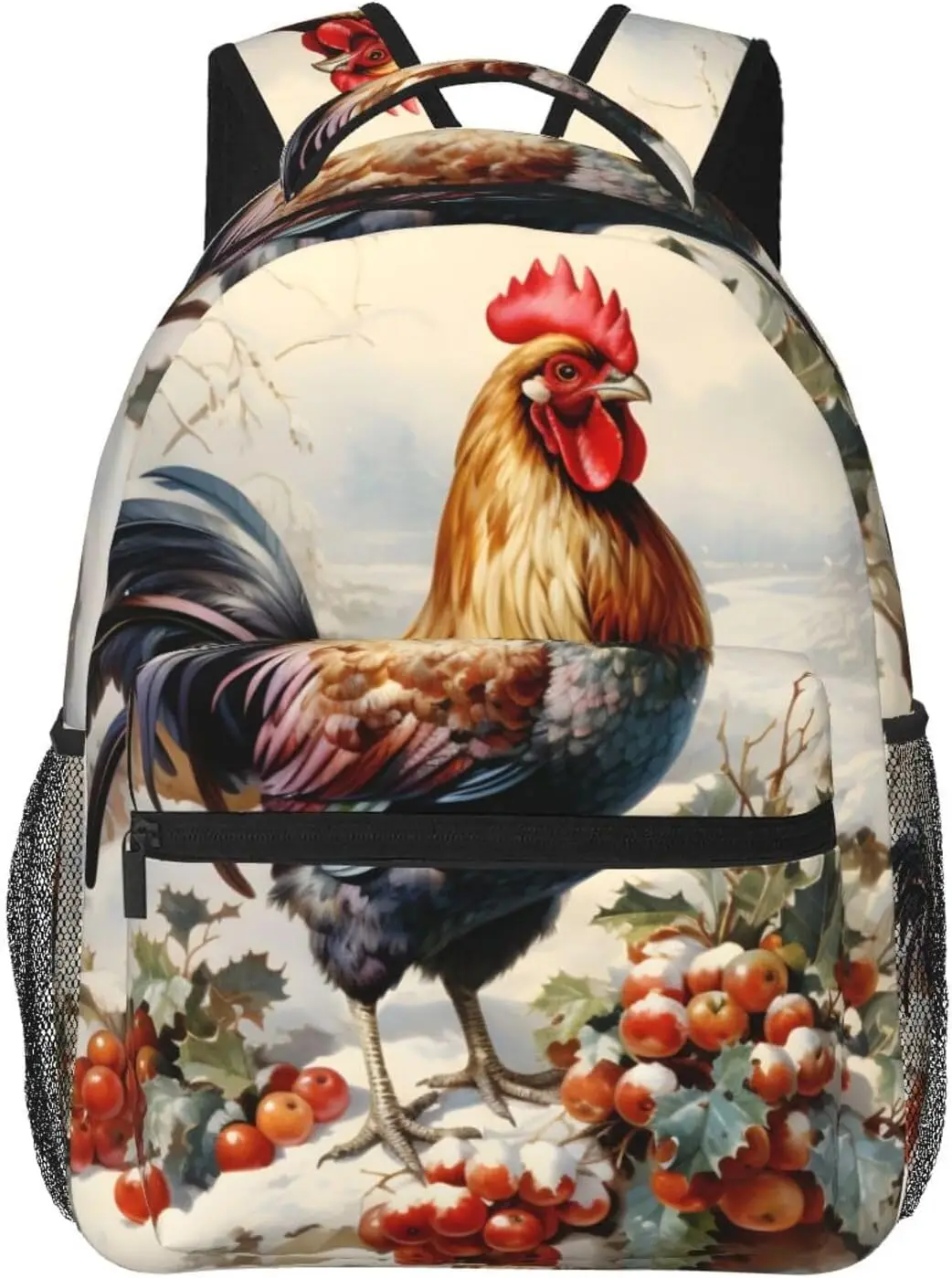 

Winter Rooster Lightweight Laptop Backpack Lightweight Multipurpose Travel Casual Daypack Unisex College Backapcks for Men Women