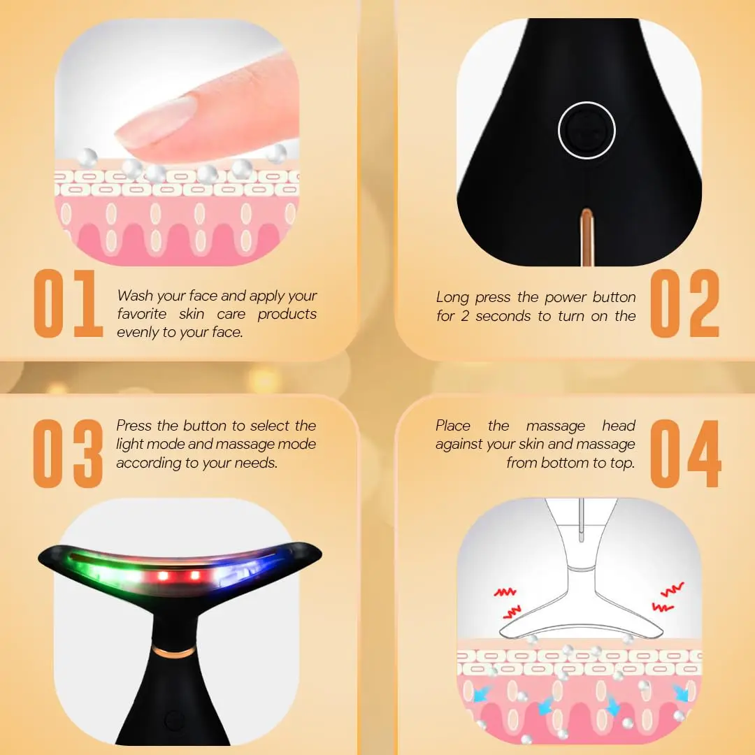 Glo24K Red Light Beauty Device For Face And Neck. Based On Triple Action L E D, Thermal, And Vibration Technologies.