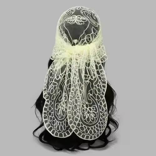 Elegant Lace Scarf Hollow Out Embroidery Foulard Bandana Solid Color Triangular Scarf Thin Vintage HandkerChiefs for Hair Woman - Image 22