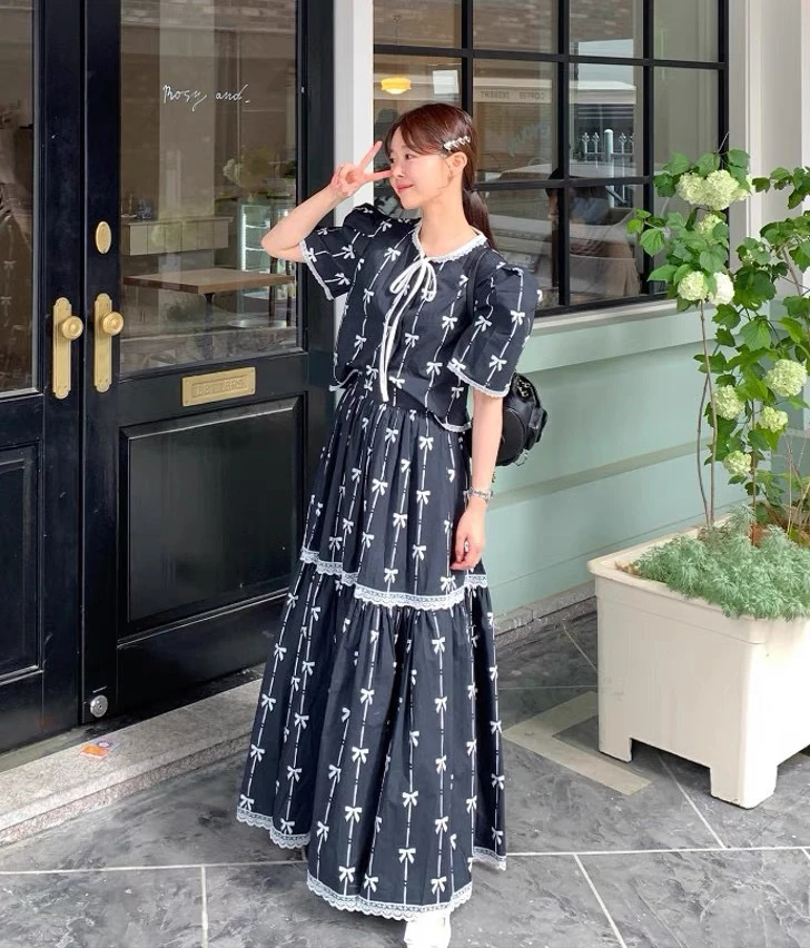 Dongda gate ort sve impresso com cinto feminino irt design cintura alta a linha saia de emagrecimento conjunto commute sle padrão floral