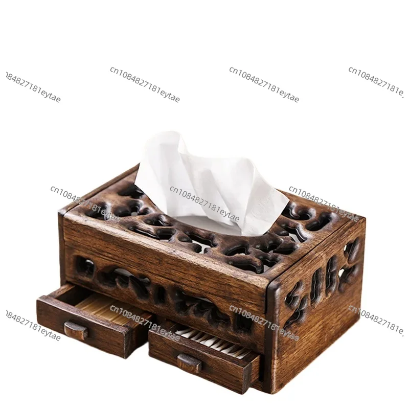 

Многофункциональный поднос из массива дерева в ретро-стиле для хранения салфеток, для журнального столика в гостиной, настольный органайзер для дома