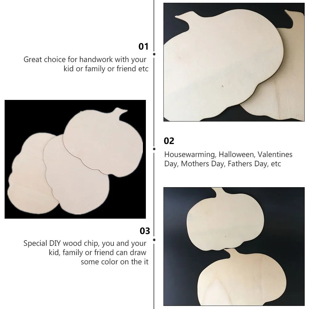 3 قطع من ألواح تزيين على شكل يقطين، ملصق خشبي غير مكتمل، قرع فارغ للأطفال #5