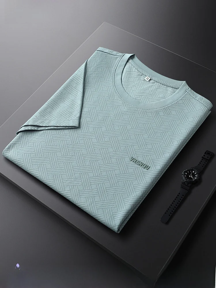 

Мужская футболка Slim Fit с коротким рукавом, мягкая, дышащая, светло-голубая, с круглым вырезом, повседневный спортивный топ для молодежи, летний модный тренд