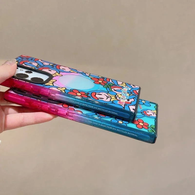 Rabbit Carrot Cat Colorful Border Magnetic Acrylic Case for Samsung Galaxy S22 S23 S24 Ultra S24+ Plus Protective Shell