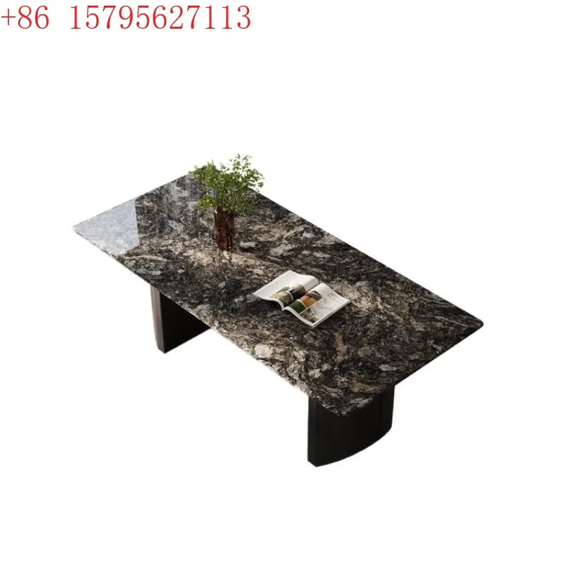 

Dining table marble Guangdong Foshan platinum diamond black rose kari ice jade villa furniture restaurant modern and simple