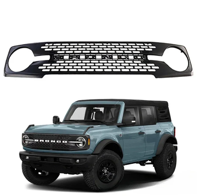 Cross-border automotive medium grid is suitable for 21 + Ford bronco medium grid alphabet front grille, Liema medium grid grille