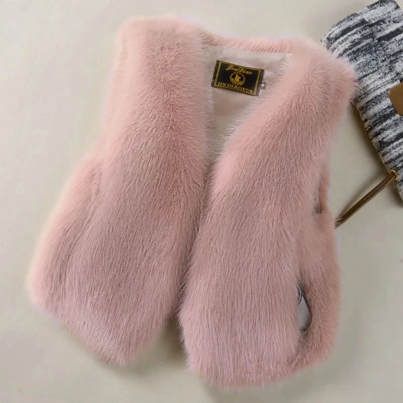 

Small fragrance Imitation fox Vest Women's Short Fur Jacket Women's V-neck Warm sleeveless Waistcoat top 2025 Autumn Winter New