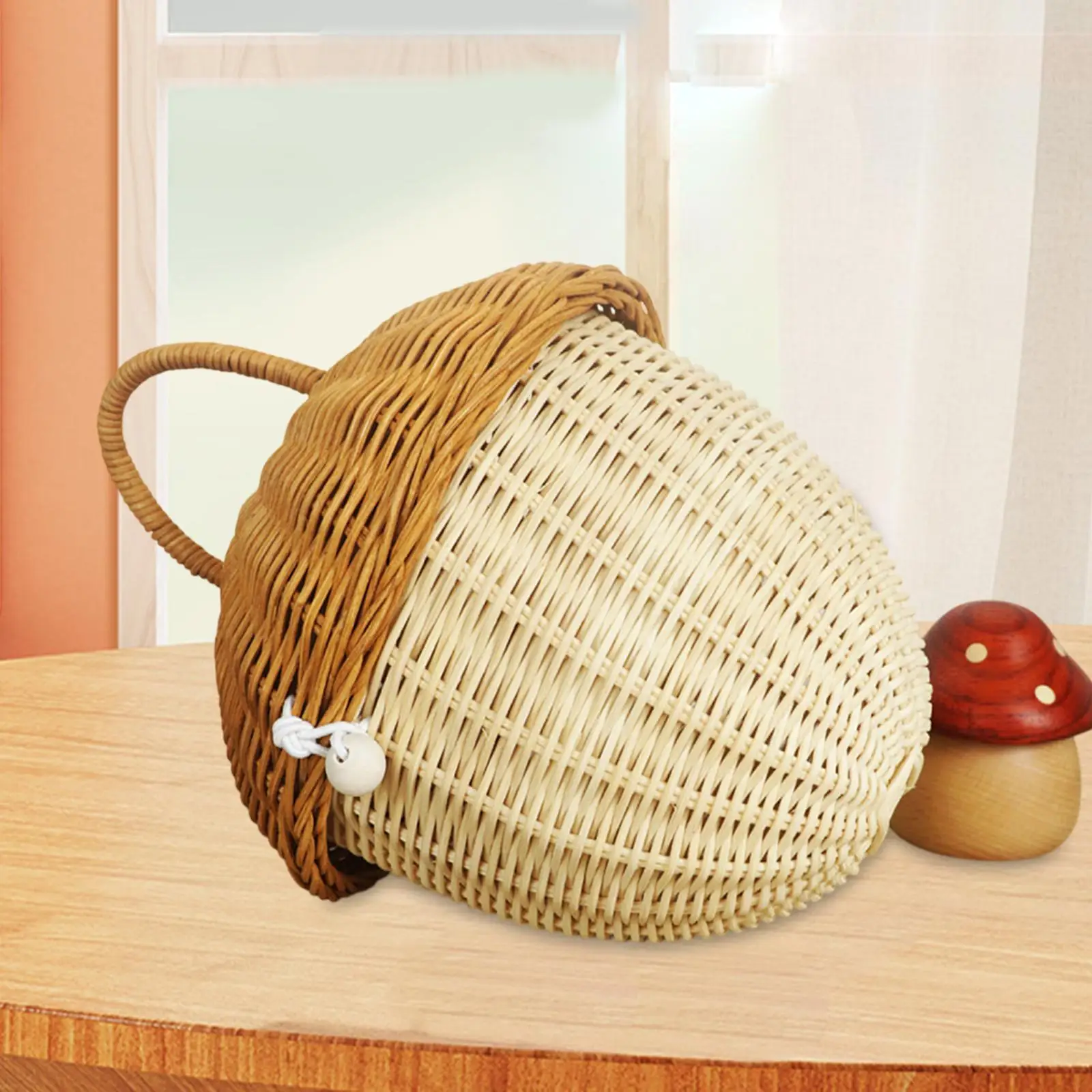 Woven Rattan Basket Decorative Practical Gathering Picnic Basket with Handle