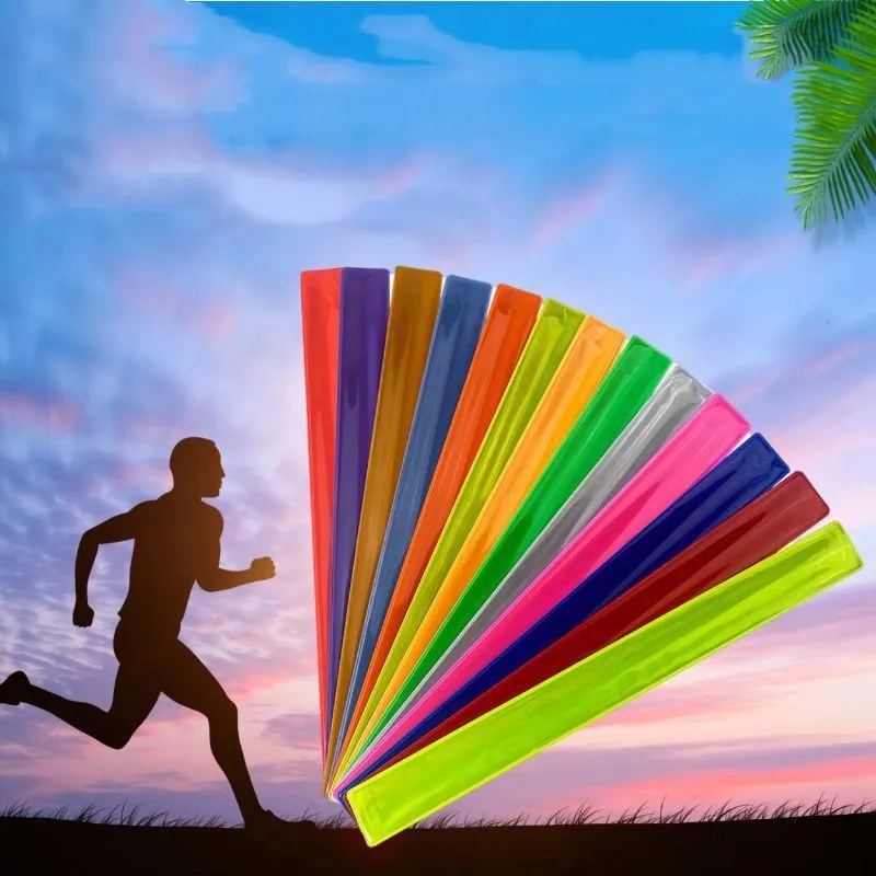 5pcs 30CM Reflective Wristband Slap Band Bracelets Promotional Gifts for Man Woman Armband For Running Sports Safety visibility