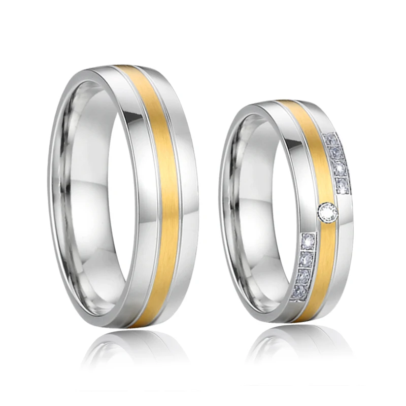 Love Alliance Couple Wedding Rings Sets for men and women Western Bicolor Gold silver stainless steel Jewelry Promise Ring