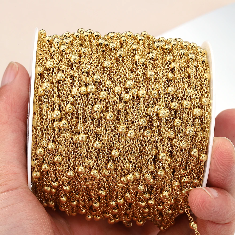 2Meters 1Meter Stainless Steel Beads Chains No Fade for Jewelry Making DIY Necklace Bracelet Anklet Ball Chain Handmade