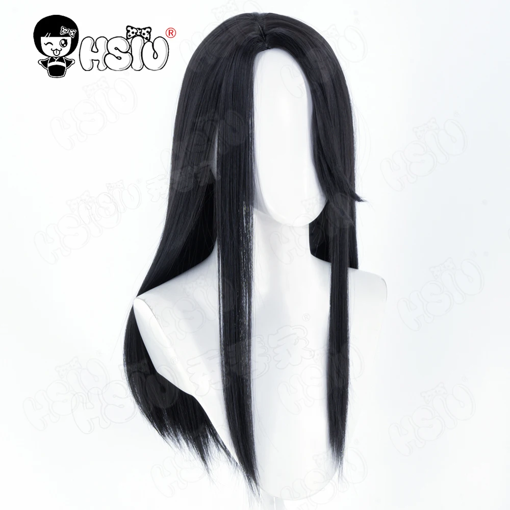 Killjoy Cosplay perruque HSIU 60 CM de long cheveux noirs perruque synthétique + bonnet de perruque perruque de fête Halloween perruque jeu VALORANT Killjoy Cosplay perruque