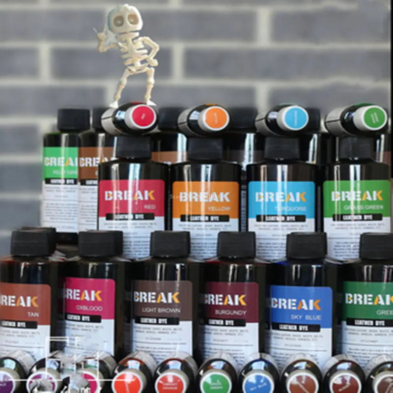 Skóra 32 kolory, barwnik alkoholowy, ręcznie robione produkty skórzane, skórzane buty, przycinanie, uszczelnianie krawędzi, jasna skóra, barwnik koloryzujący