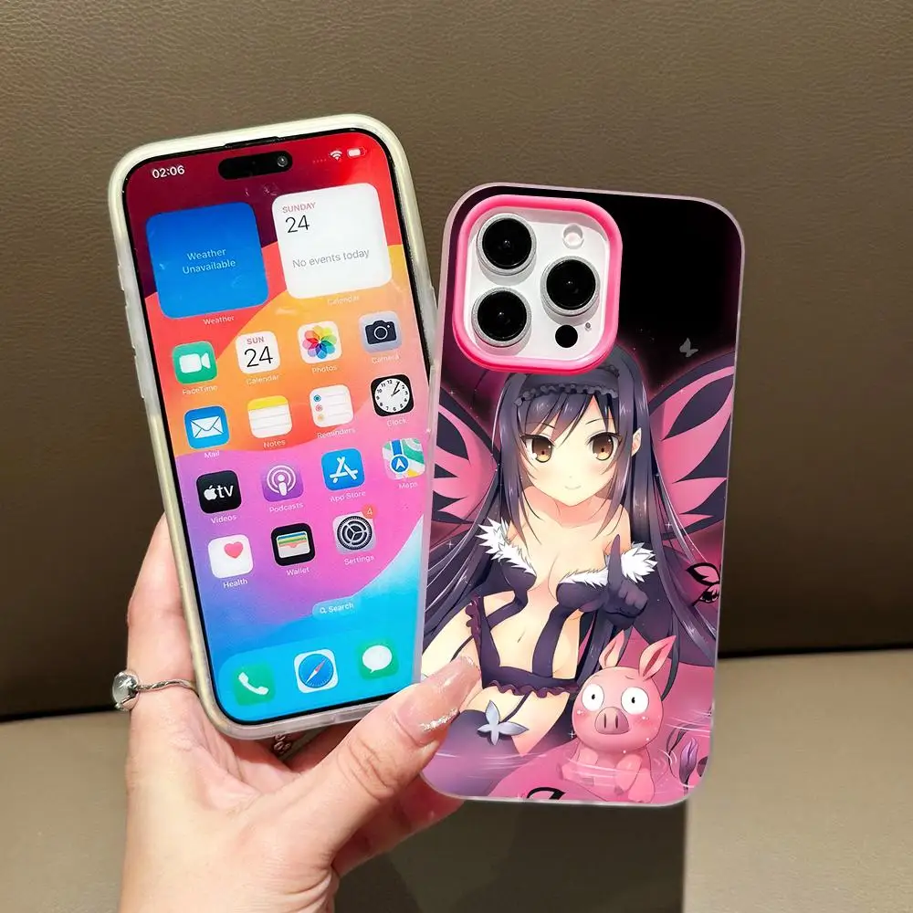 

Accel World Kuroyukihime Phone Case for iPhone 17 16 15 14 13 12 11 Air Pro Max Plus Jelly Double layer Rose Red Cover