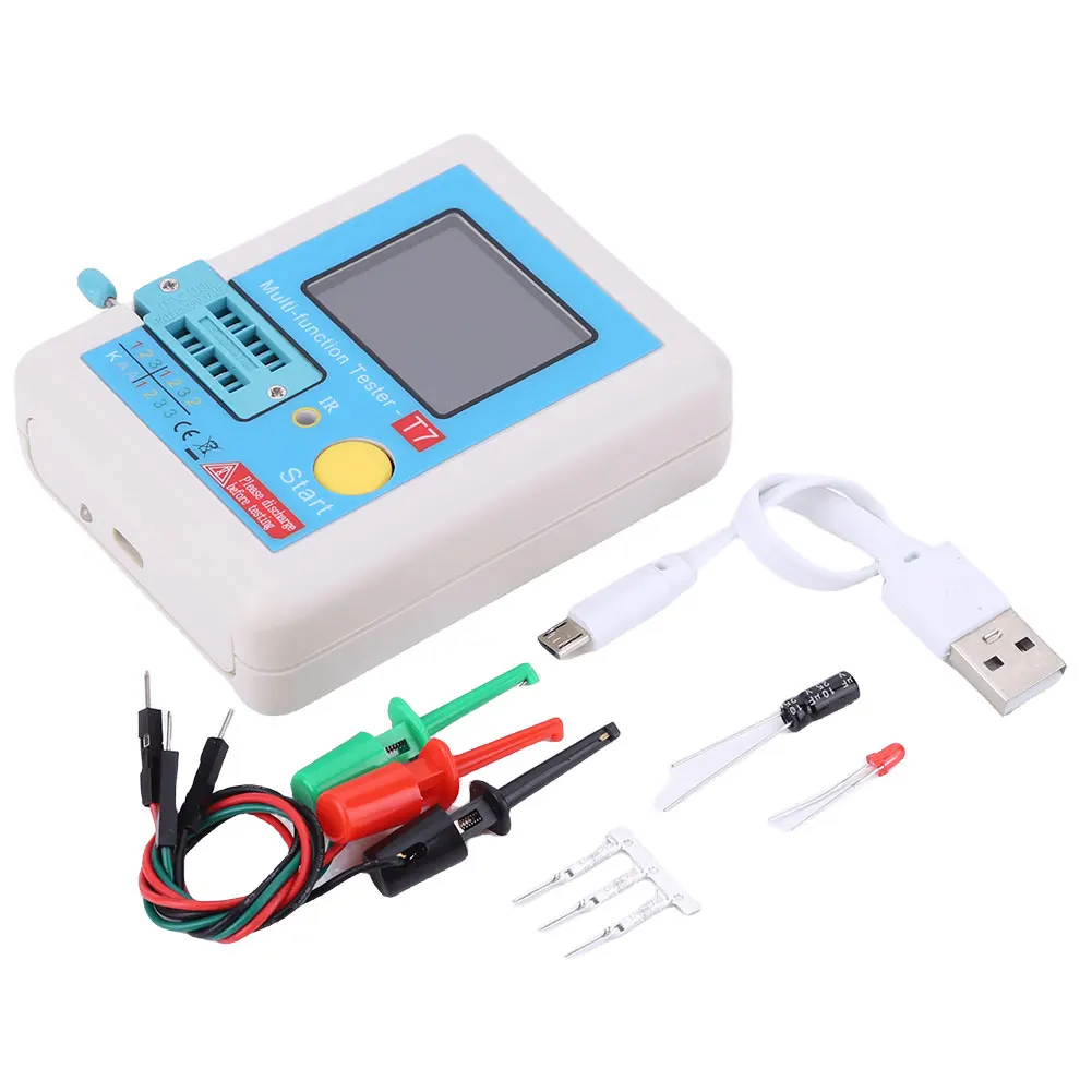 LCR-T7 Multimeter Transistor Tester LCD Display Full Color Graphic Display Transistor Meter for Measuring Inductors Thyristors