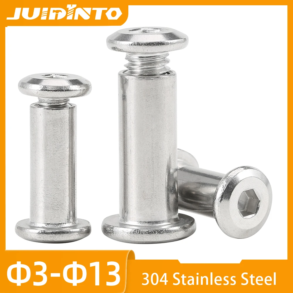 1~10Sets Flat Head Hex Socket Chicago Screws M3 M4 M5 M6 M8 Stainless Steel Silver Binding Rivet for Bed Cabinet