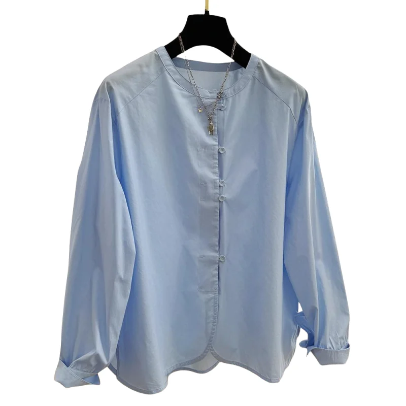 Autunno Chic camicette donna girocollo elegante camicia a maniche lunghe temperamento nuovo stile cinese camicetta allentata top