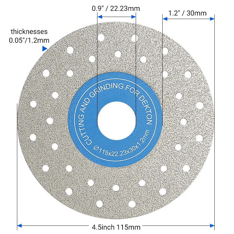 LOZLIN 3pc Rock Grinding Cutting Disc Ultra-Thin Diamond Saw Blade Marble Porcelain Tile Glass 115mm Multi Hole Cutter Plate view 3