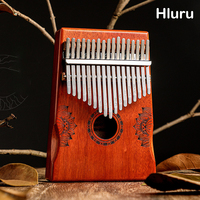 HLURU 17 Keys Kalimba Professional Finger Piano Full Solid Wood Veneer Mahogany Kalimba 17 Keys Thumb Piano Beginners Instrument