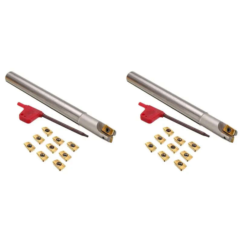 

2X Bap 300R C14-14-130 Milling Cutter Tool Holder 12 X 130Mm + 20Pcs Apmt1135pder Inserts + Wrench For Cnc Milling-[LUCK 9]
