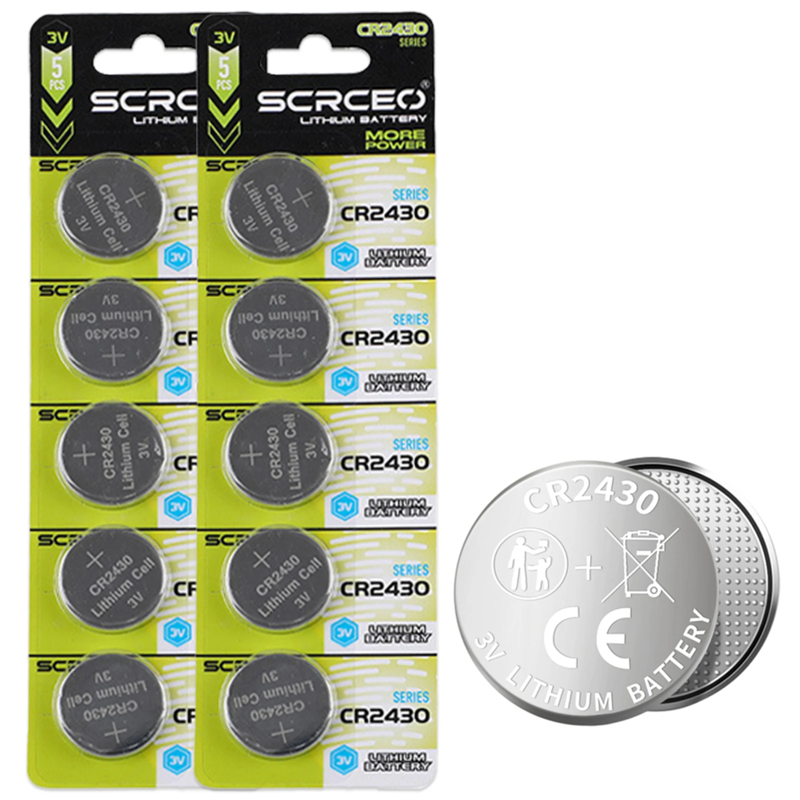 CR2430 3V Lithium Battery Button Coin Cell DL2430 BR2430 ECR2430 For Car Key Remote Watch Toys Calculator 5-100PCS Batteries