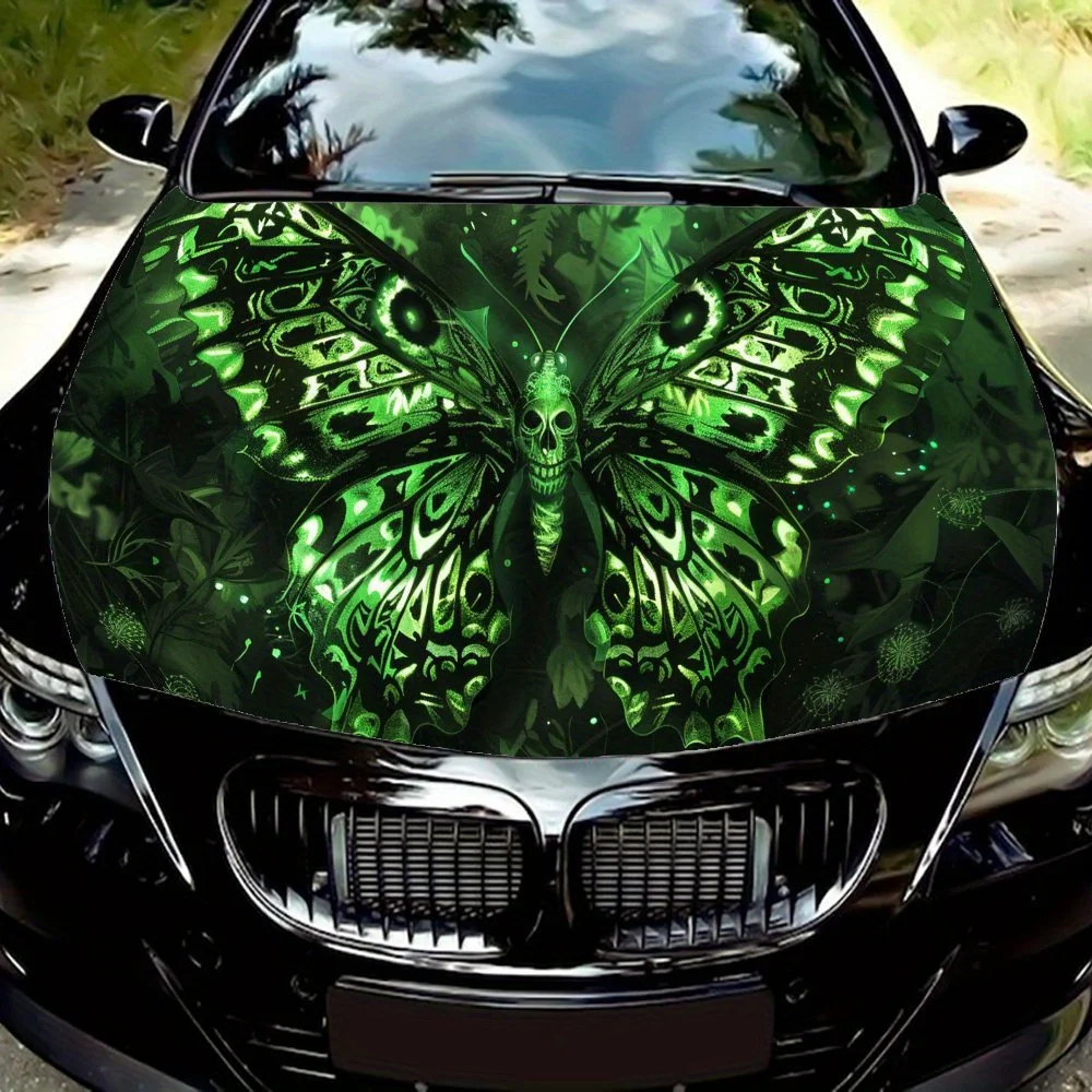 

Magic Green Butterfly PVC Car Vinyl Wraps, Self-Adhesive Waterproof Car Hood Decal Sticker, Car Decoration Protection Stickers f