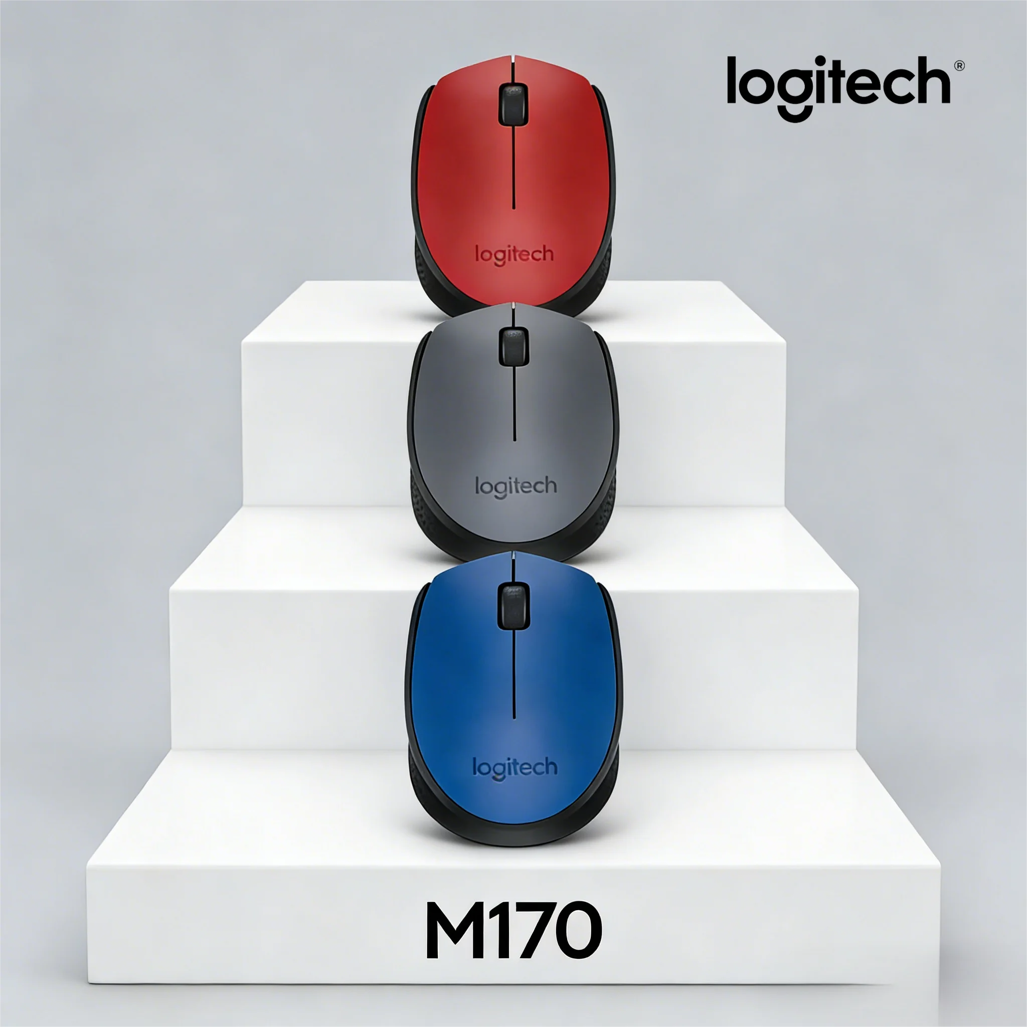 

Беспроводная мышь Logitech M170, эргономичная противоскользящая ручка, USB-приемник для офиса и игр