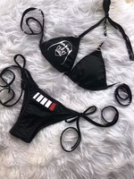 Movie Cosplay Skywalker Costume Sexy Women Black Bikinis Set Halloween Carnival Pool Party Lace Up Bathing Suit Beach Swimwear