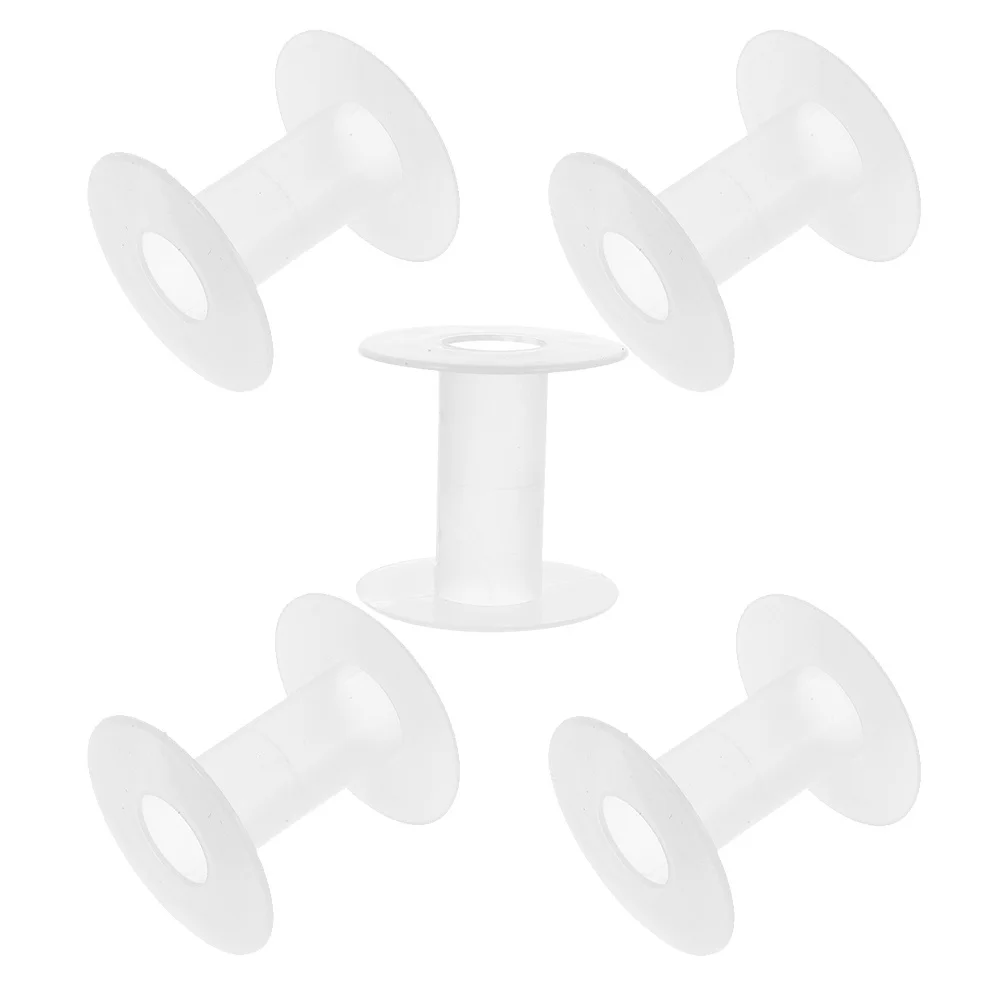5 pcs Plastic Spools Transparent Small Empty Thread Spool Organizer For Wire Cord Ribbon Yarn Sewing Tape Bobbin Holder I-Shaped
