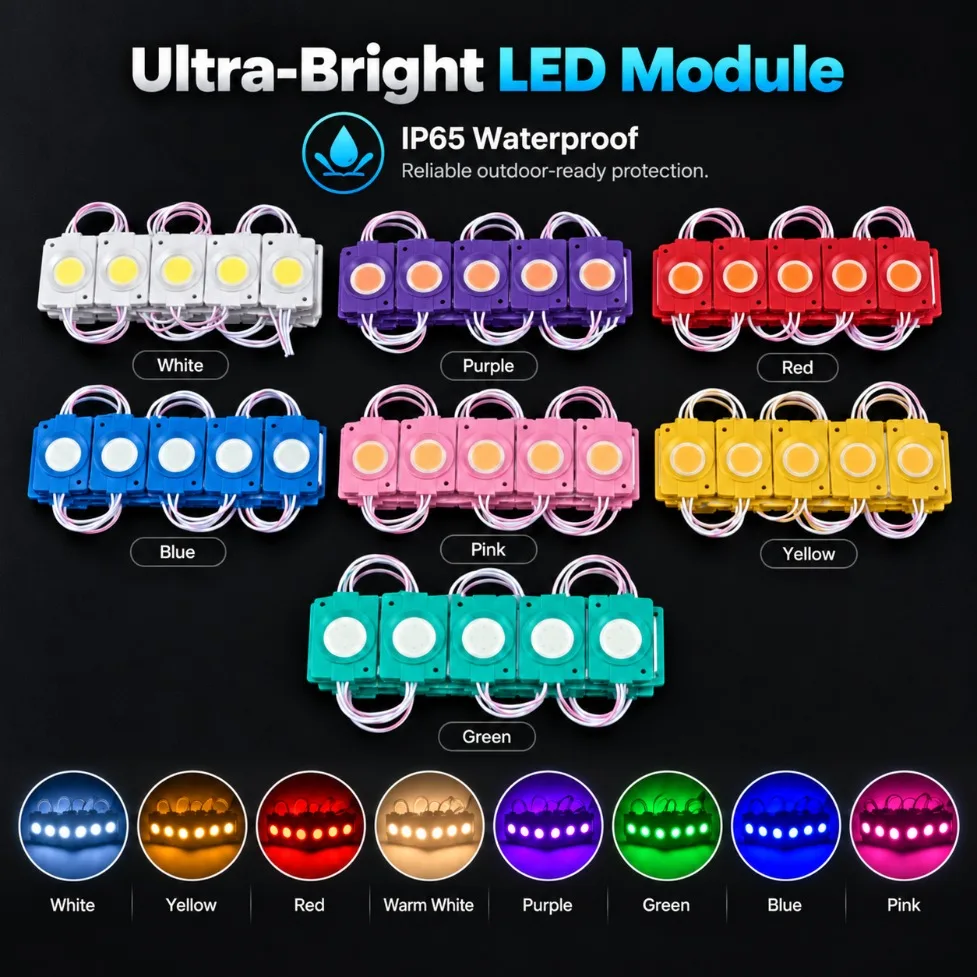10Pcs DC12V Ultra‑Bright COB LED Module IP65 Waterproof Lamp White Red Blue Green Yellow Pink Purple for Backlight Decor