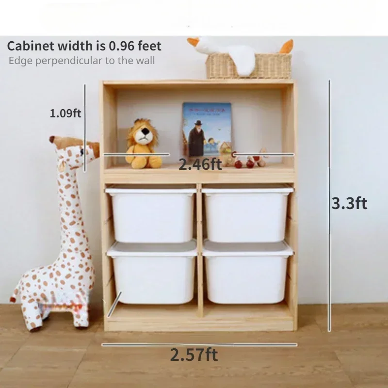 Montessori Toys Wooden Storage Box Organizer Living Room Cabinets Bookshelves for Kids  Cute Shelves  장난감 정리함 전면책장 Meuble