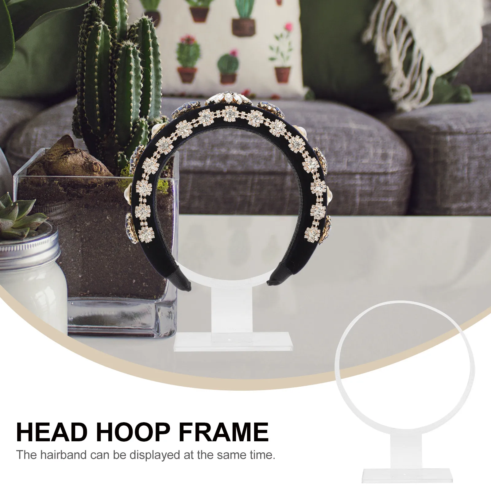 

1Pcs Headband Display Rack Acrylic Hairband Holder Round Organizer Hair Accessories Women Room Decoration