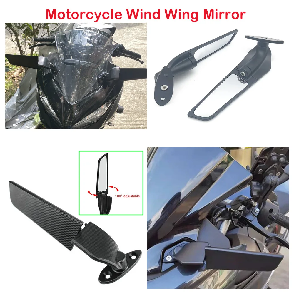 

For Kawasaki Ninja 650 500 400 ABS EX650 EX500 EX400 2018-2025 Motorcycle Wind Wing Mirrors Adjustable Rotating Rearview Mirror