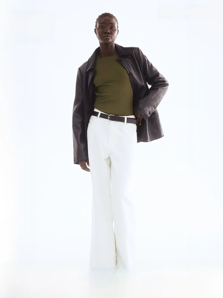 

Футболка H&M женская летняя из хлопка пима, повседневный стиль, приталенная, с коротким рукавом, универсальная для путешествий и на каждый день