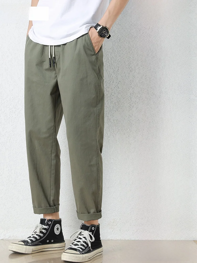 

Military een Casual Pants Men's Summer New Loose Straight Harlan Pants Versatile Workwear Cone Nine Points Long Pants