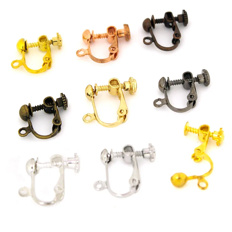 10 Stück Messing-Schraub-Ohrclips, Schmuckzubehör, DIY handgefertigte Ohrclips ohne Piercing für Frauen, Schmuckherstellungszubehör