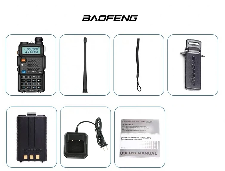 Walkie-talkie Baofeng Bf Uv5r Ham Radio Dual Band Wireless Transceiver Handheld Cb Radio