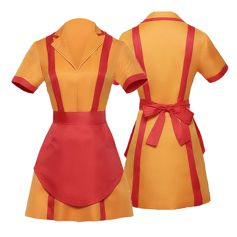 Sorelle Cos uniforme tentazione Halloween fudrucker Performance Costume Cosplay Cos Fast Food ristorante vestito arancione e grembiule