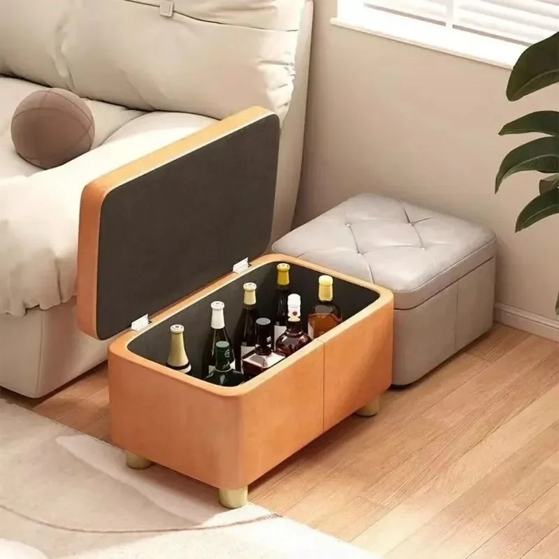 Low Stool Household Small Living Room Sofa Storage Bench Shoe Change Seat Compact Footrest Organizer for Home Entryway