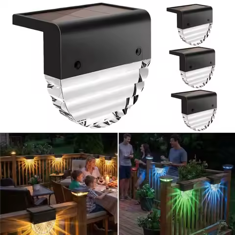 1/2/4Pcs Solar Deck Lights Solar Step Lights IP65 RGB Waterproof Solar Powered Outdoor Led Lights for Fence Railing Wall Pool