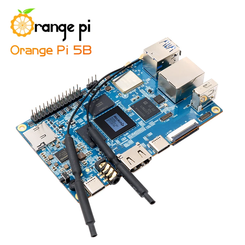 Orange Pi 5B 16G RAM + 256G EMMC 64-bit Rockchip RK3588S Dual-band On-board WIFI + BT Gigabit Porta Lan Mini PC Computer a scheda singola