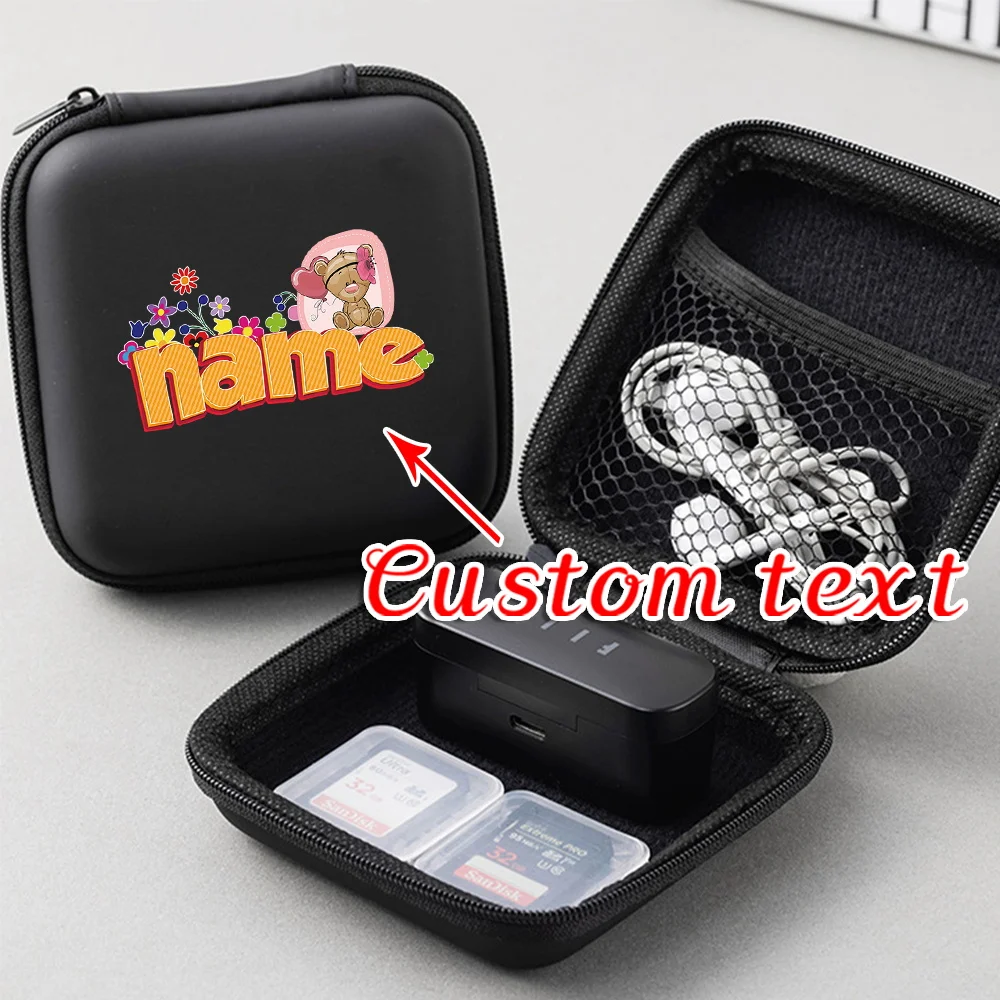 

Personalized Customization Name Digital Accessories Headphone Storage Bag Data Cable Headphone Storage Box Cartoon Pattern