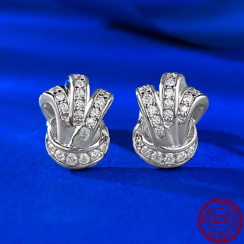 

Новые серьги из чистого серебра S925, новые серьги с узлом, модные серьги с инкрустацией в стиле поездок на работу, женские серьги, свадебные украшения
